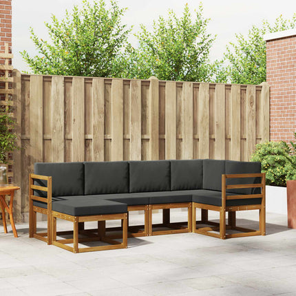 Utomhussoffset med kudde 6 pcs Naturlig och Antracit