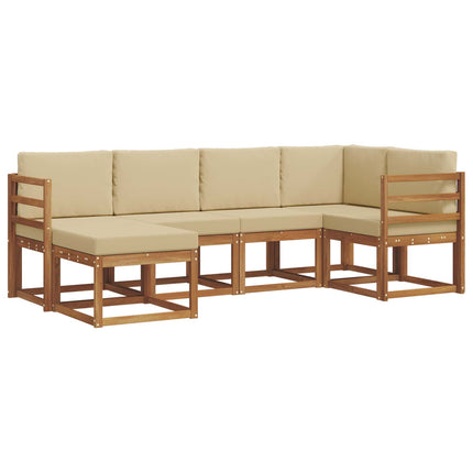 Utomhussoffset med kudde 6 pcs Naturlig och Beige