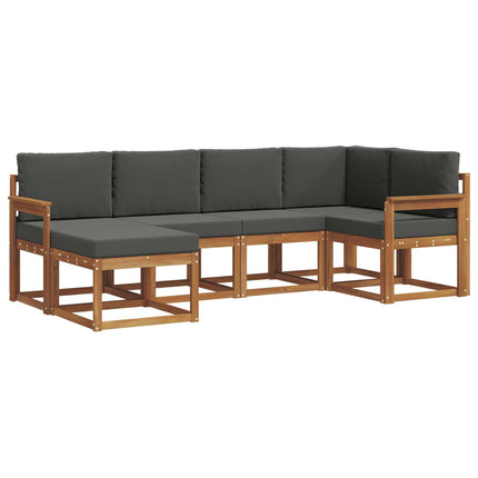 Utomhussoffset med kudde 6 pcs Naturlig och Antracit
