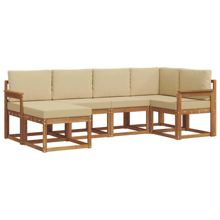 Utomhussoffset med kudde 6 pcs Naturlig och Beige