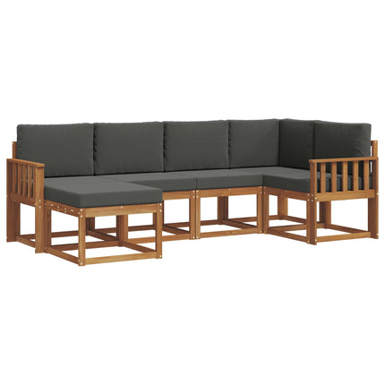 Utomhussoffset med kudde 6 pcs Naturlig och Antracit