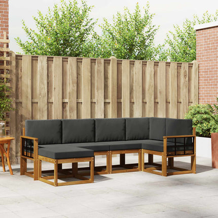Utomhussoffset med kudde 6 pcs Naturlig och Antracit