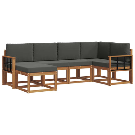 Utomhussoffset med kudde 6 pcs Naturlig och Antracit