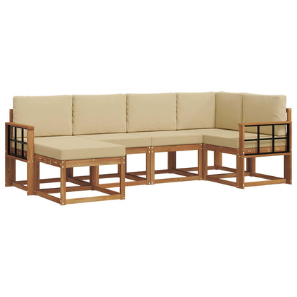 Utomhussoffset med kudde 6 pcs Naturlig och Beige