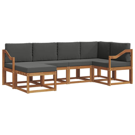 Utomhussoffset med kudde 6 pcs Naturlig och Antracit