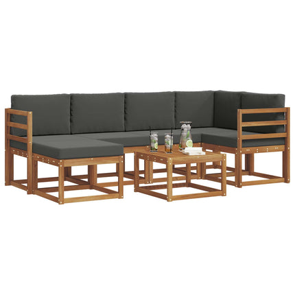 Utomhussoffset med kudde 7 pcs Naturlig och Antracit