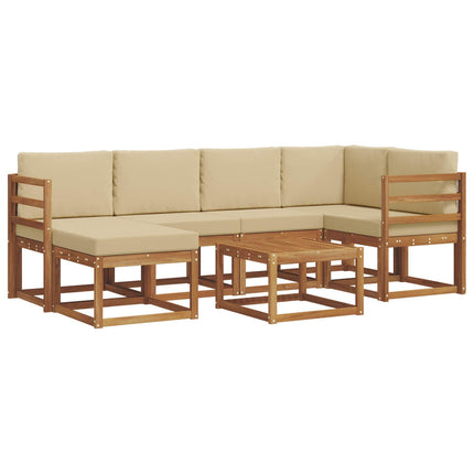 Utomhussoffset med kudde 7 pcs Naturlig och Beige