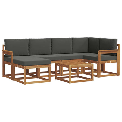 Utomhussoffset med kudde 7 pcs Naturlig och Antracit