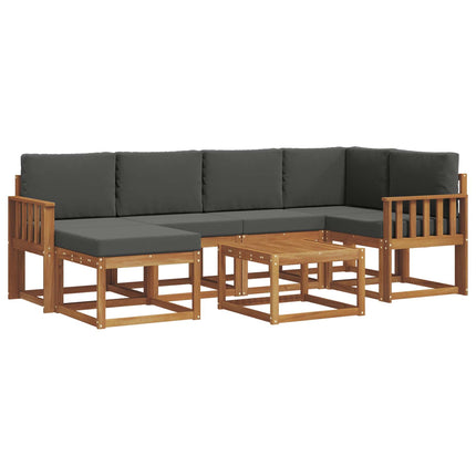 Utomhussoffset med kudde 7 pcs Naturlig och Antracit