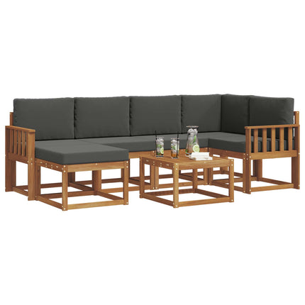 Utomhussoffset med kudde 7 pcs Naturlig och Antracit