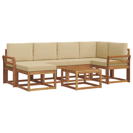 Utomhussoffset med kudde 7 pcs Naturlig och Beige