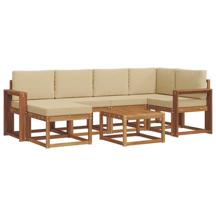 Utomhussoffset med kudde 7 pcs Naturlig och Beige