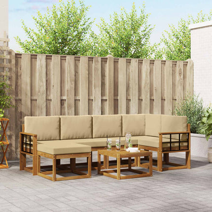 Utomhussoffset med kudde 7 pcs Naturlig och Beige