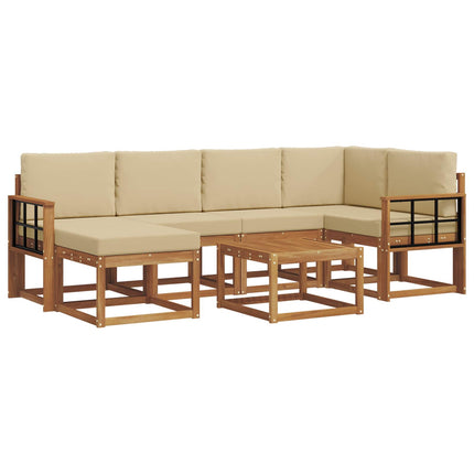 Utomhussoffset med kudde 7 pcs Naturlig och Beige