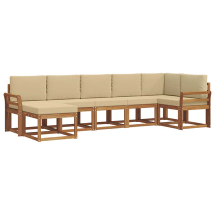 Utomhussoffset med kudde 7 pcs Naturlig och Beige