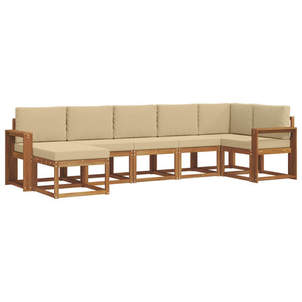 Utomhussoffset med kudde 7 pcs Naturlig och Beige