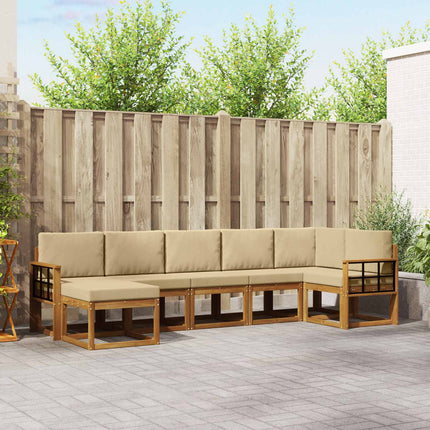 Utomhussoffset med kudde 7 pcs Naturlig och Beige