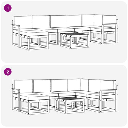 Utomhussoffset med kudde 8 pcs Naturlig och Ljus Grå