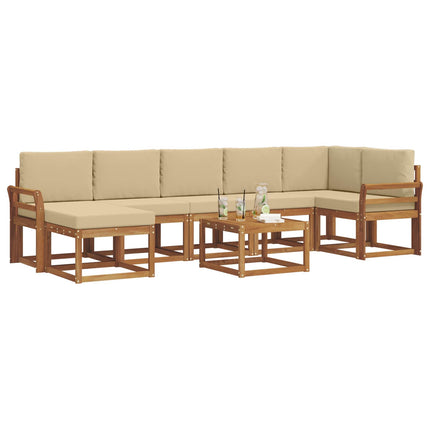 Utomhussoffset med kudde 8 pcs Naturlig och Beige