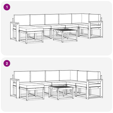 Utomhussoffset med kudde 8 pcs Naturlig och Ljus Grå