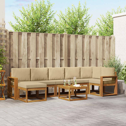 Utomhussoffset med kudde 8 pcs Naturlig och Beige