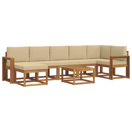 Utomhussoffset med kudde 8 pcs Naturlig och Beige