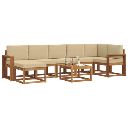 Utomhussoffset med kudde 8 pcs Naturlig och Beige