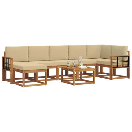 Utomhussoffset med kudde 8 pcs Naturlig och Beige