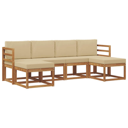 Utomhussoffset 6 pcs Naturlig och Beige Konstruerat trä
