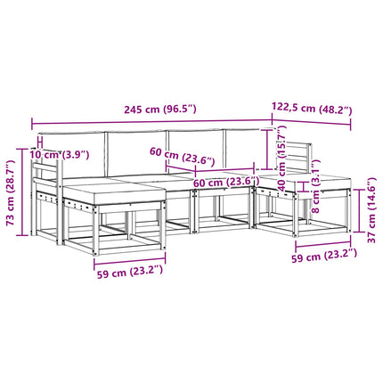 Utomhussoffset 6 pcs Naturlig och Beige Konstruerat trä