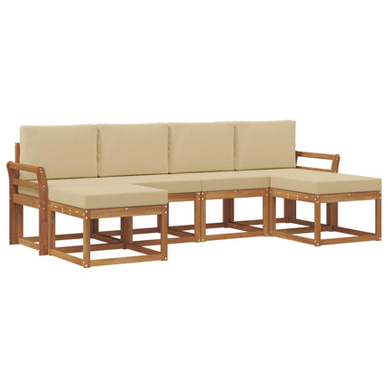 Utomhussoffset 6 pcs Naturlig och Beige Konstruerat trä