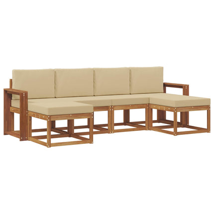 Utomhussoffset 6 pcs Naturlig och Beige Konstruerat trä