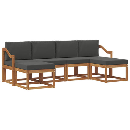 Utomhussoffset med kudde 6 pcs Naturlig och Antracit