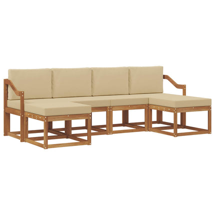 Utomhussoffset 6 pcs Naturlig och Beige Konstruerat trä