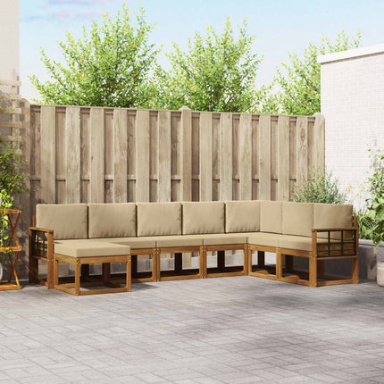 Utomhussoffset med kudde 8 pcs Naturlig och Beige