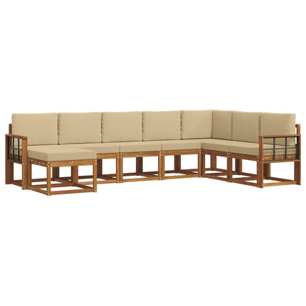 Utomhussoffset med kudde 8 pcs Naturlig och Beige