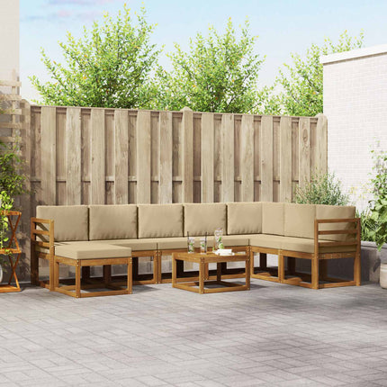 Utomhussoffset med kudde 9 pcs Naturlig och Beige