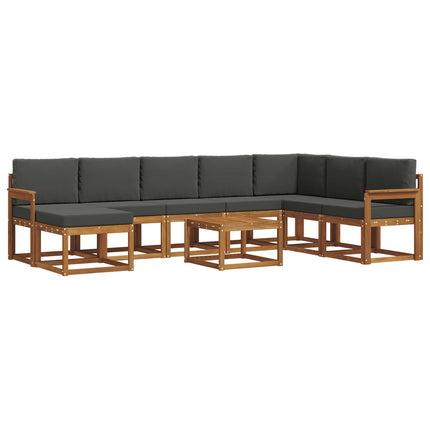 Utomhussoffset med kudde 9 pcs Naturlig och Antracit