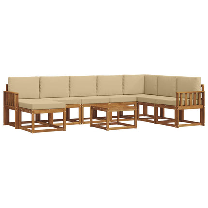 Utomhussoffset med kudde 9 pcs Naturlig och Beige