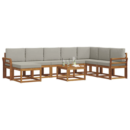 Utomhussoffset med kudde 9 pcs Naturlig och Ljus Grå