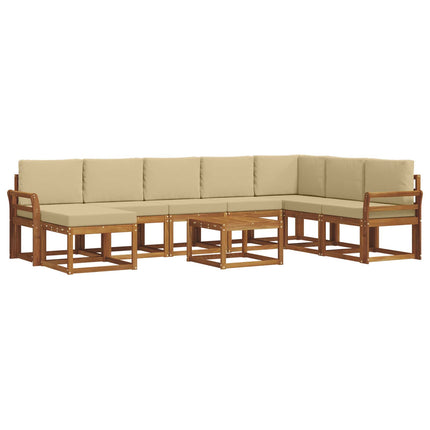 Utomhussoffset med kudde 9 pcs Naturlig och Beige