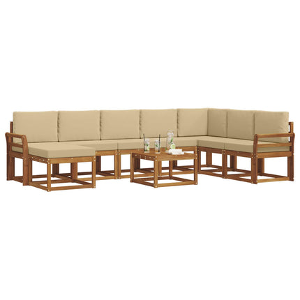Utomhussoffset med kudde 9 pcs Naturlig och Beige