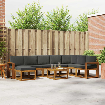 Utomhussoffset med kudde 9 pcs Naturlig och Antracit