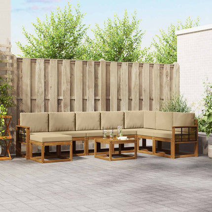 Utomhussoffset med kudde 9 pcs Naturlig och Beige