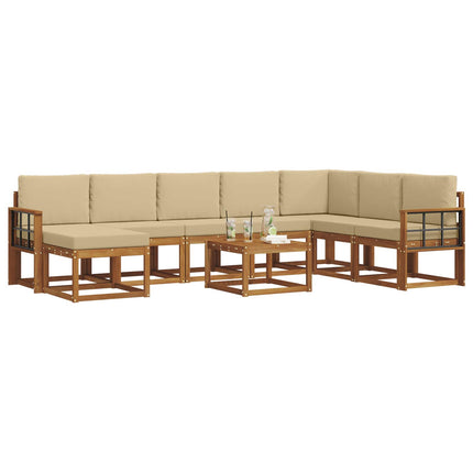 Utomhussoffset med kudde 9 pcs Naturlig och Beige
