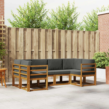 Utomhussoffset med kudde 6 pcs Naturlig och Antracit