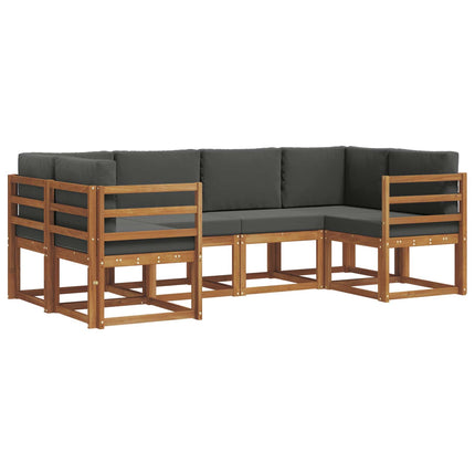 Utomhussoffset med kudde 6 pcs Naturlig och Antracit
