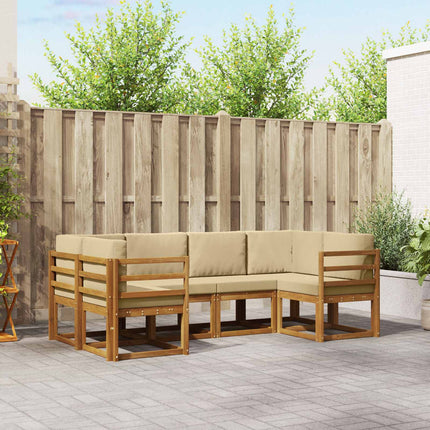 Utomhussoffset med kudde 6 pcs Naturlig och Beige