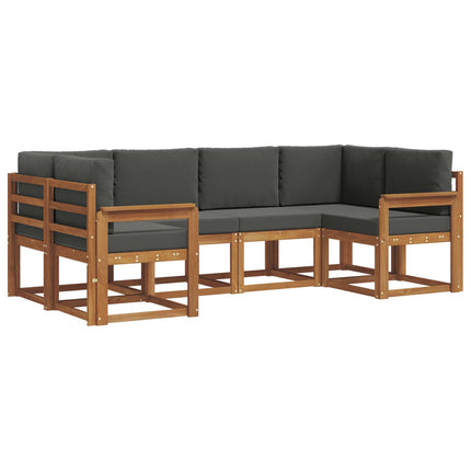 Utomhussoffset med kudde 6 pcs Naturlig och Antracit