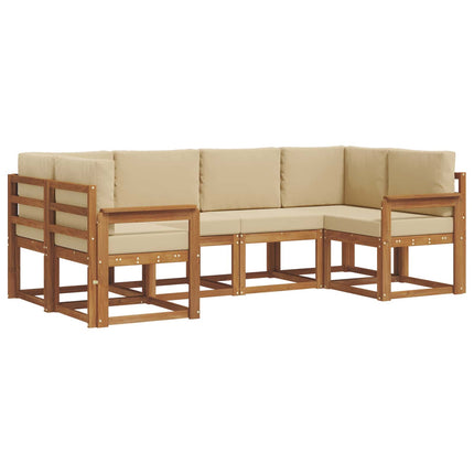 Utomhussoffset med kudde 6 pcs Naturlig och Beige